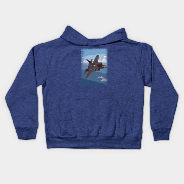 F35 Fighter Jet Kids Hoodie by FasBytes